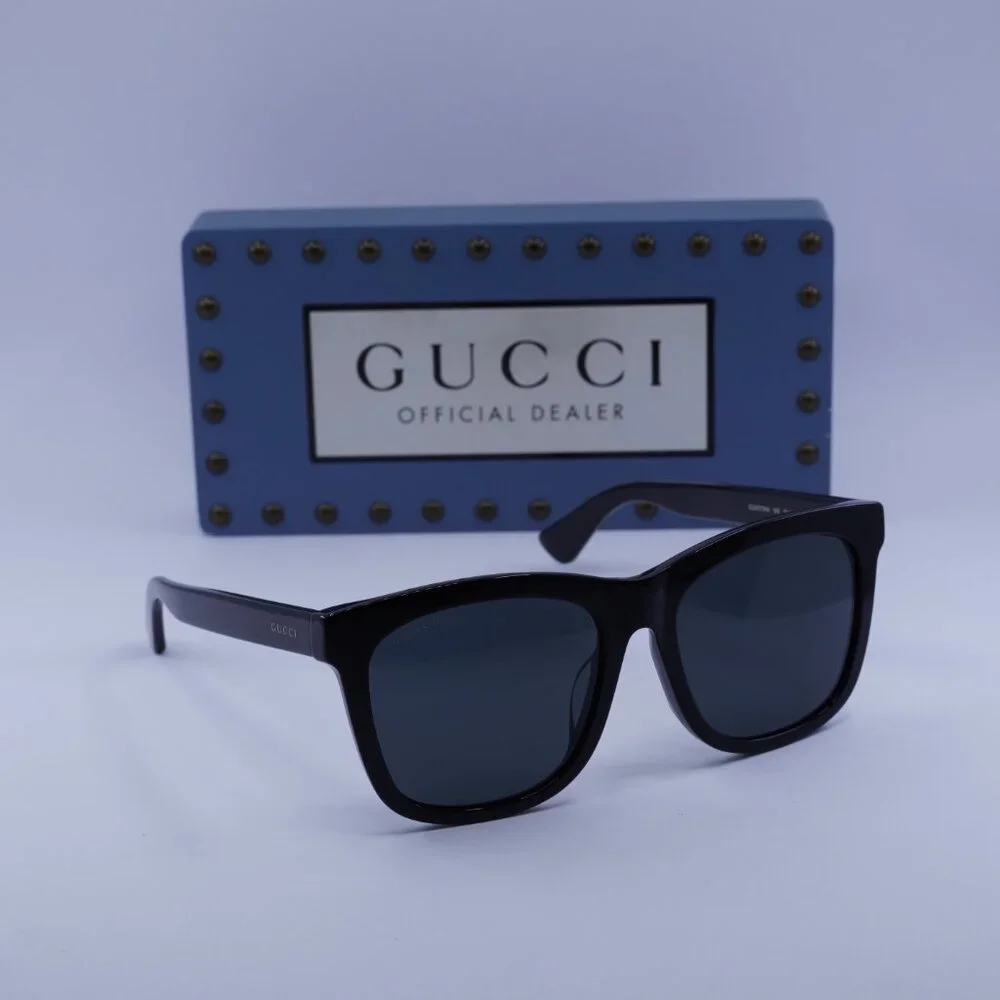 Gucci GG0057SKN 006 Square Men Sunglasses - Black / Grey